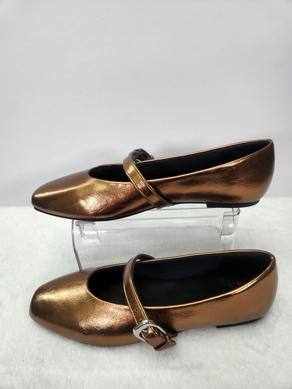 ASOS Classic Metallic Bronze Mary Jane Flats Size 10 - Picture 3 of 9
